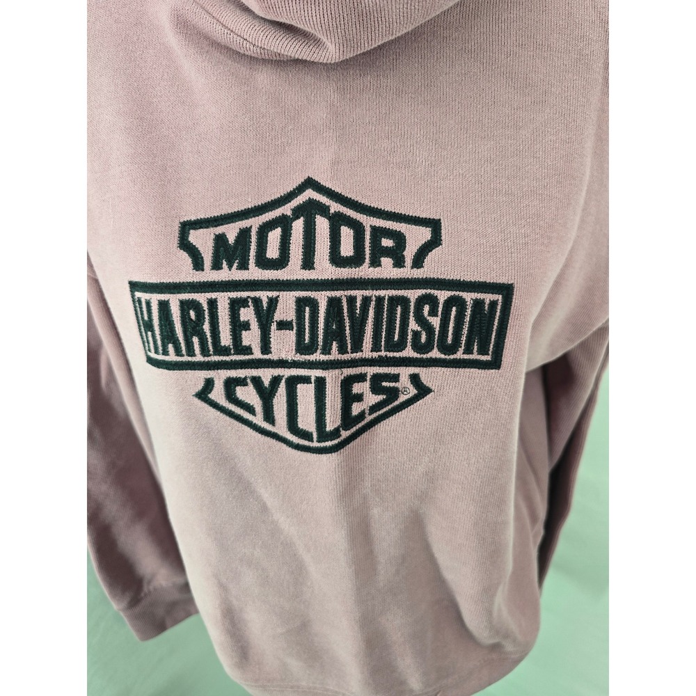 Harley-Davidson Women Funnel Neck Pullover Sweatshirt Mauve Pink Logo Medium - Picture 2 of 5